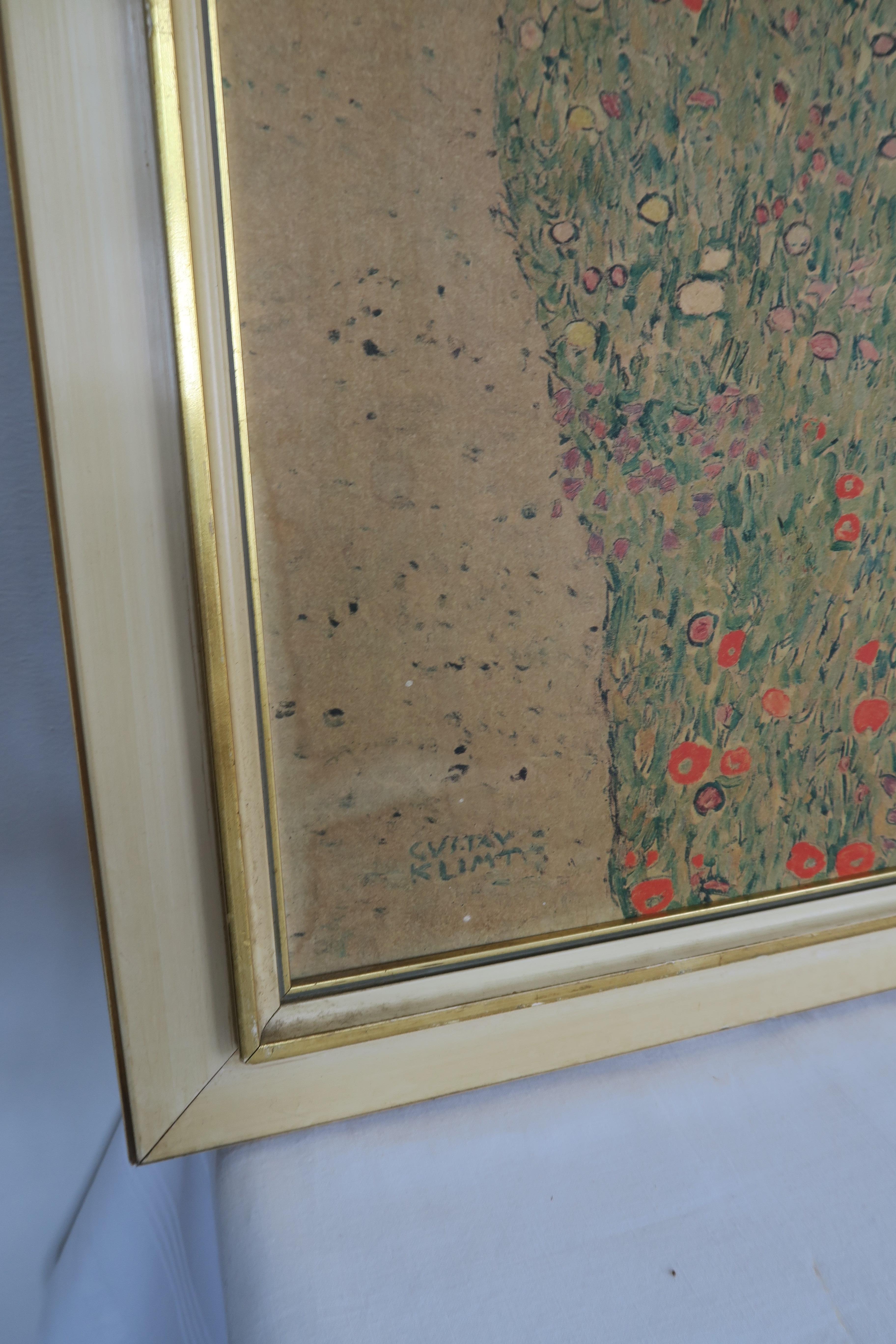 Vintage-Kunstdruck „Der Rosengarten“ von Gustav Klimt (Art nouveau) im Angebot