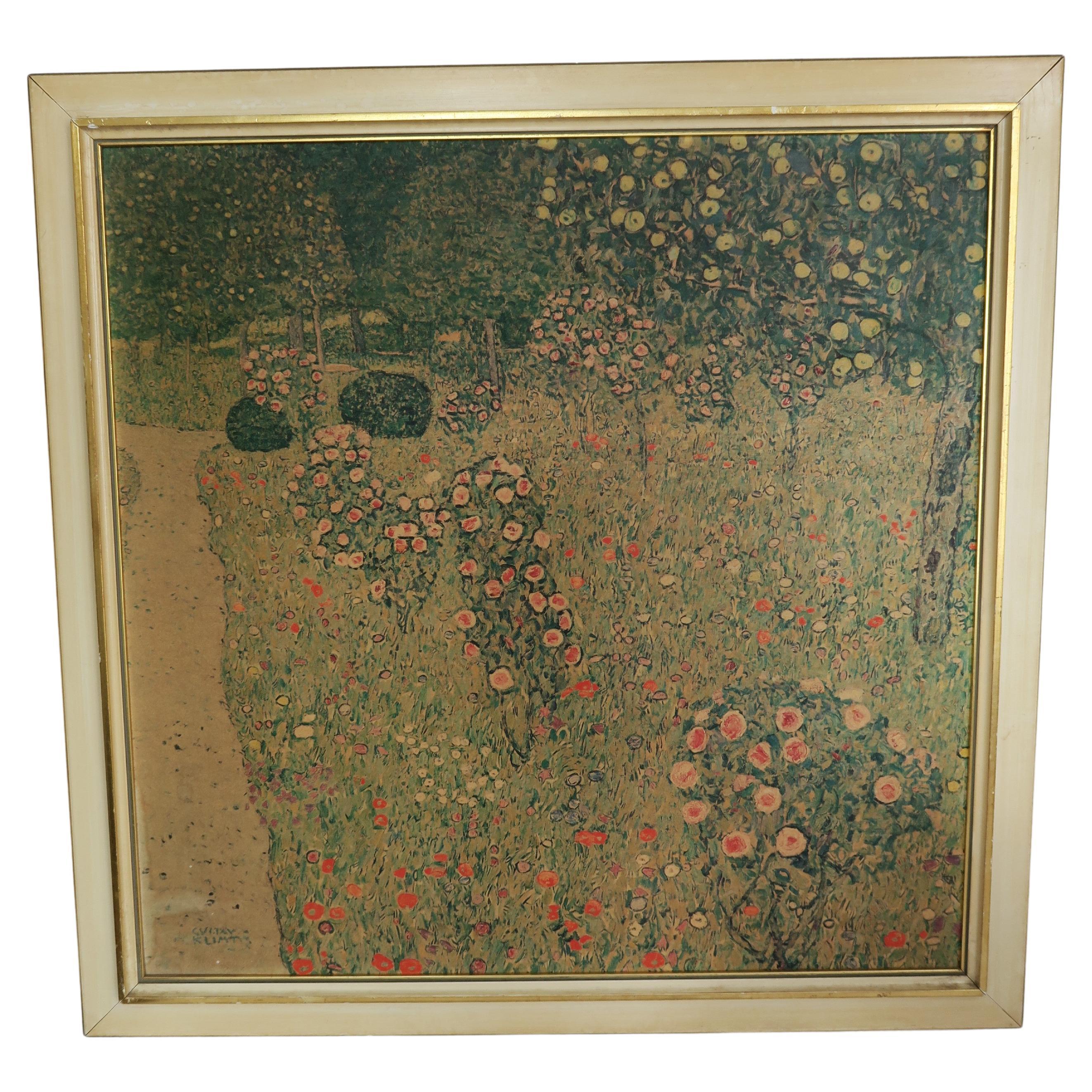 Vintage-Kunstdruck „Der Rosengarten“ von Gustav Klimt im Angebot