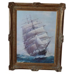 Vintage Art Prints Framed - Sailing Ship Painting Print - Nautical Wall Art