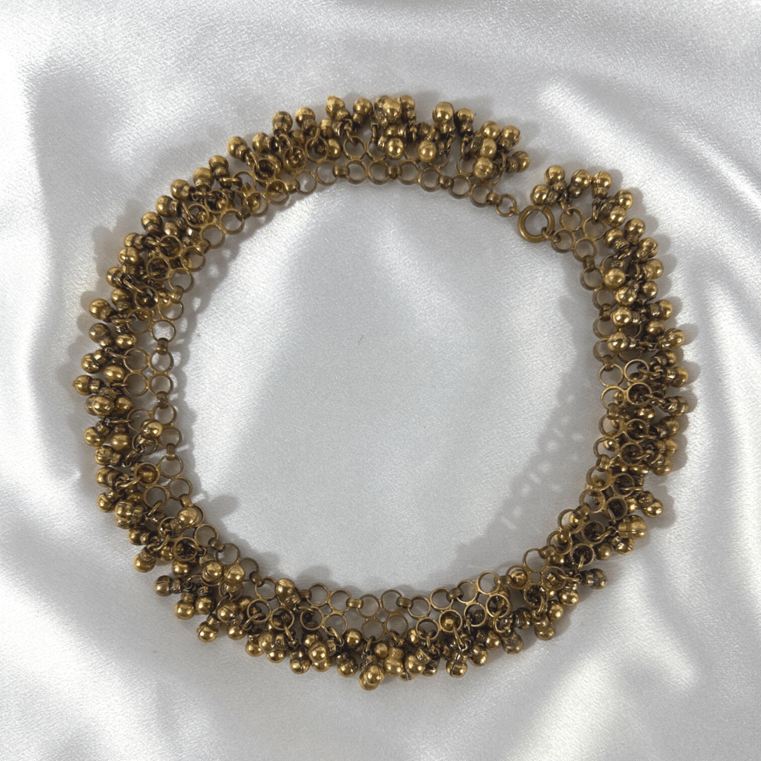 Vintage Art Revival Jewelry Set, Necklace & Bracelet with Burnished Gold Bangles In Excellent Condition For Sale In Jacksonville, FL
