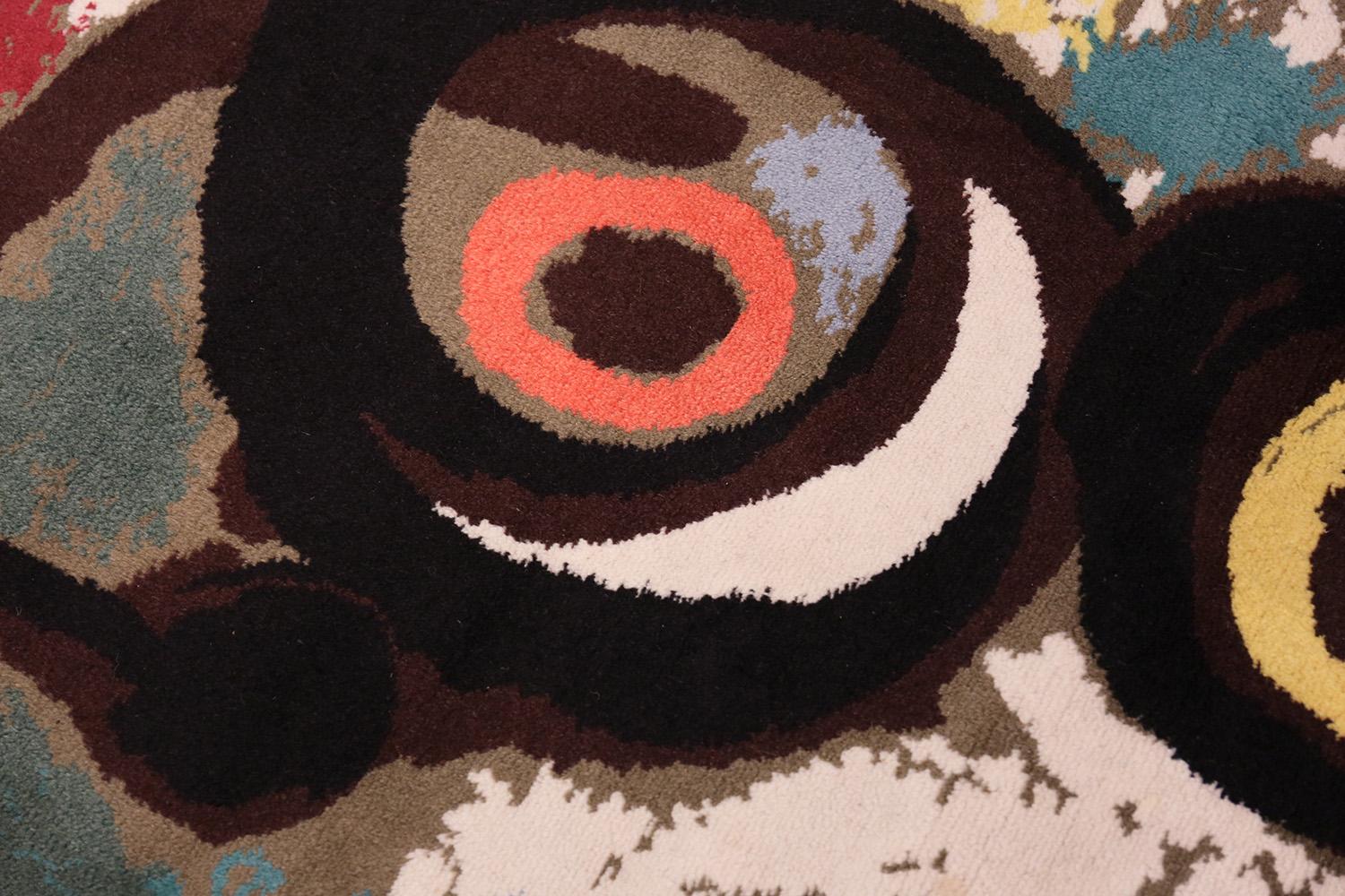 Beautifully Artistic Vintage Art rug based on Joan Miro, country Of origin / rug type: Vintage Scandinavian rug, date: circa mid-20th century. Size: 4 ft 10 in x 3 ft 5 in (1.47 m x 1.04 m)

Artist Joan Miro was one of the pioneers of the Surrealist