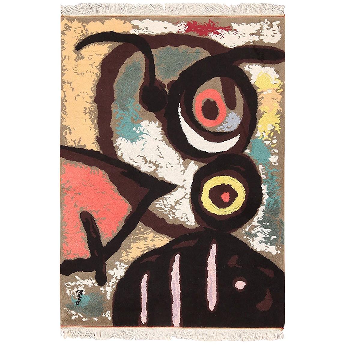 Vintage Art Rug Based On Joan Miro. Size: 4 ft 10 in x 3 ft 5 in