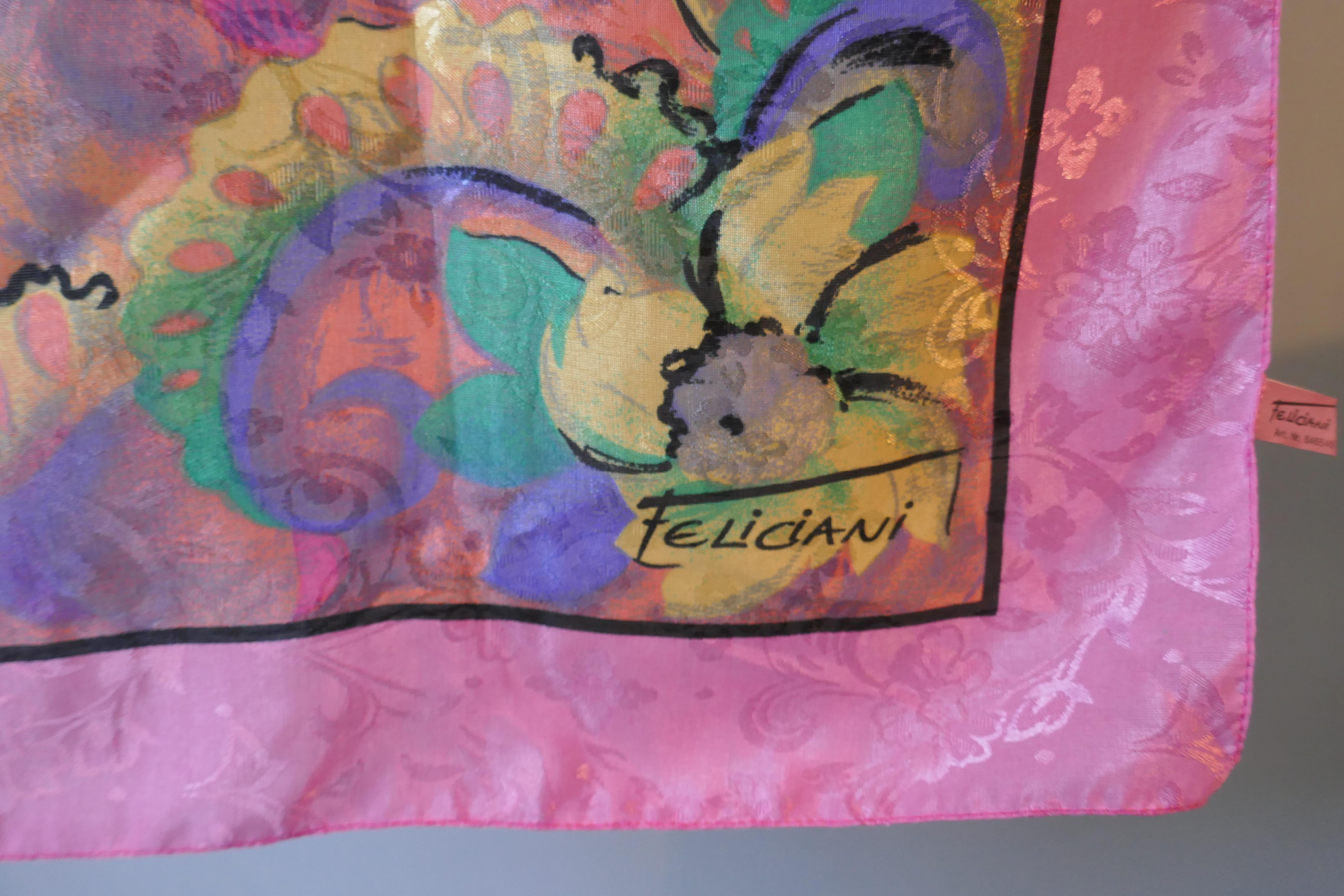 Écharpe d'art vintage romantique impressionniste de Feliciani   en vente 1