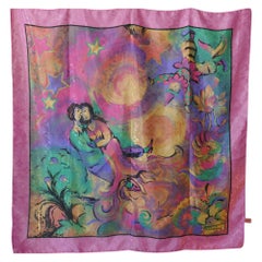 Vintage Art Scarf, Romantic Impressionist Design from Feliciani  