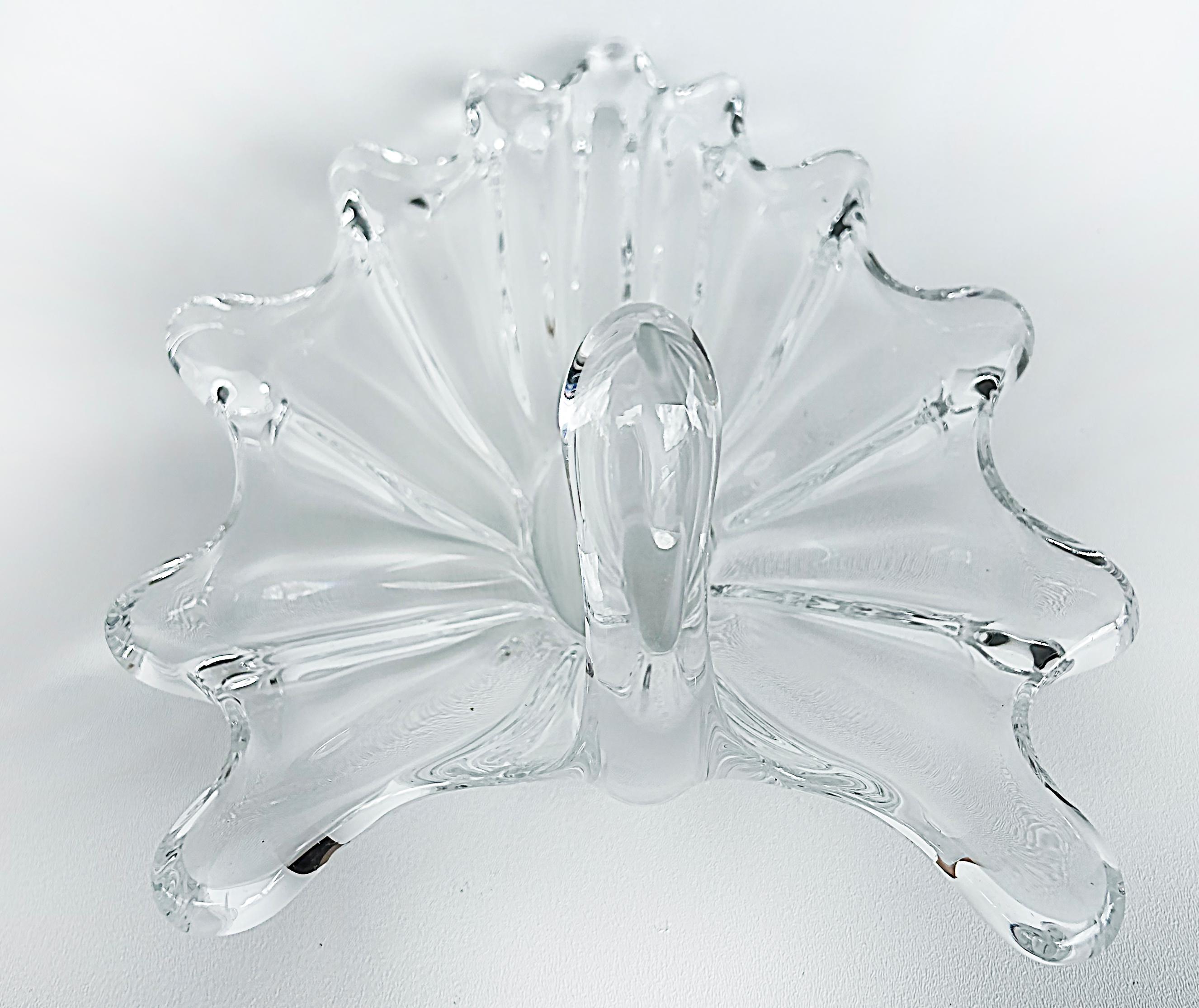 Vintage Art Vannes France Cristal Art Glass Centerpiece Dish, Signed Art Vannes en vente 1