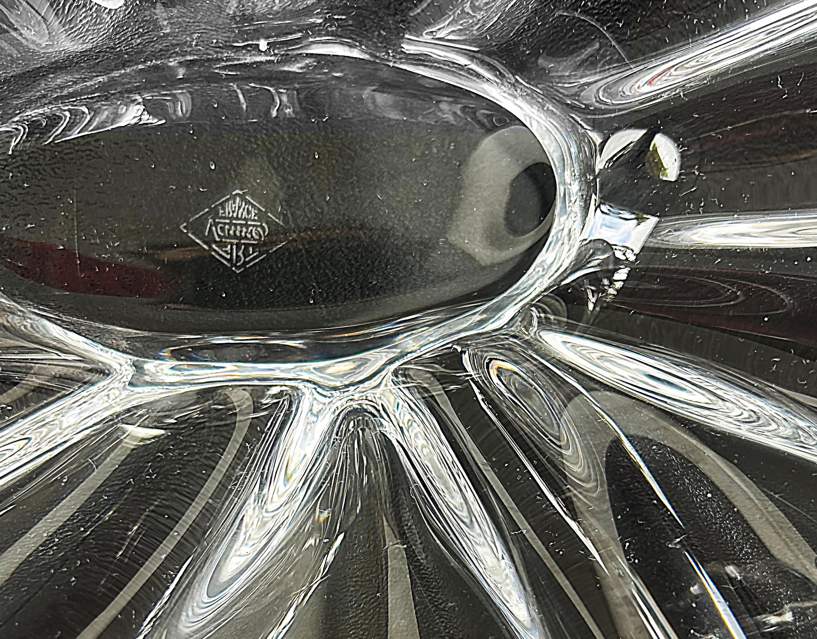 Vintage Art Vannes France Cristal Art Glass Centerpiece Dish, Signed Art Vannes en vente 2