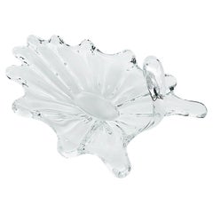 Vintage Art Vannes France Crystal Art Glass Centerpiece Dish, Signed Art Vannes