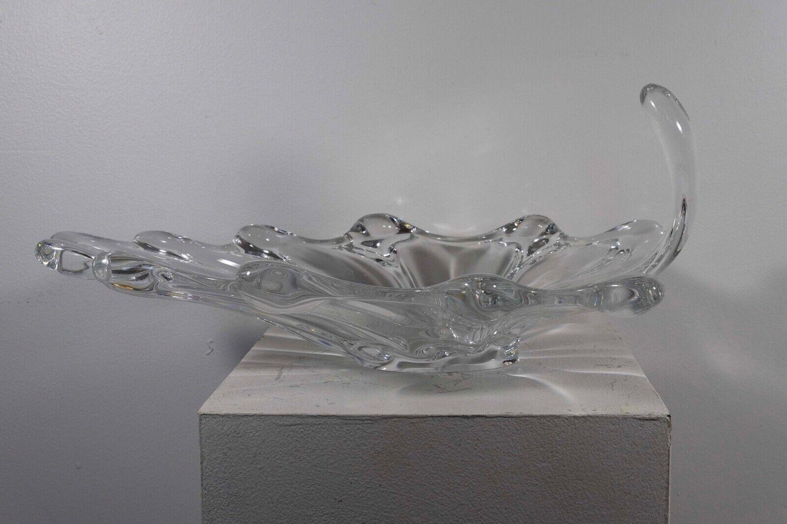 Vintage Art Vannes France Jardiniere Crystal Art Glass Centerpiece Bowl w/ Mark For Sale 4