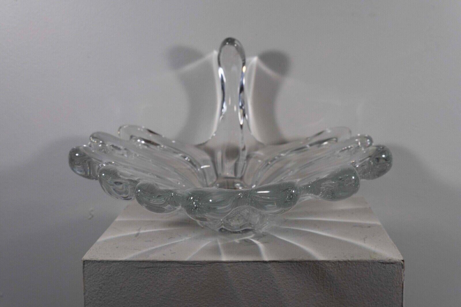 Vintage Art Vannes France Jardiniere Crystal Art Glass Centerpiece Bowl w/ Mark For Sale 5