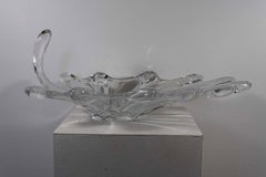 Vintage Art Vannes France Jardiniere Crystal Art Glass Centerpiece Bowl w/ Mark