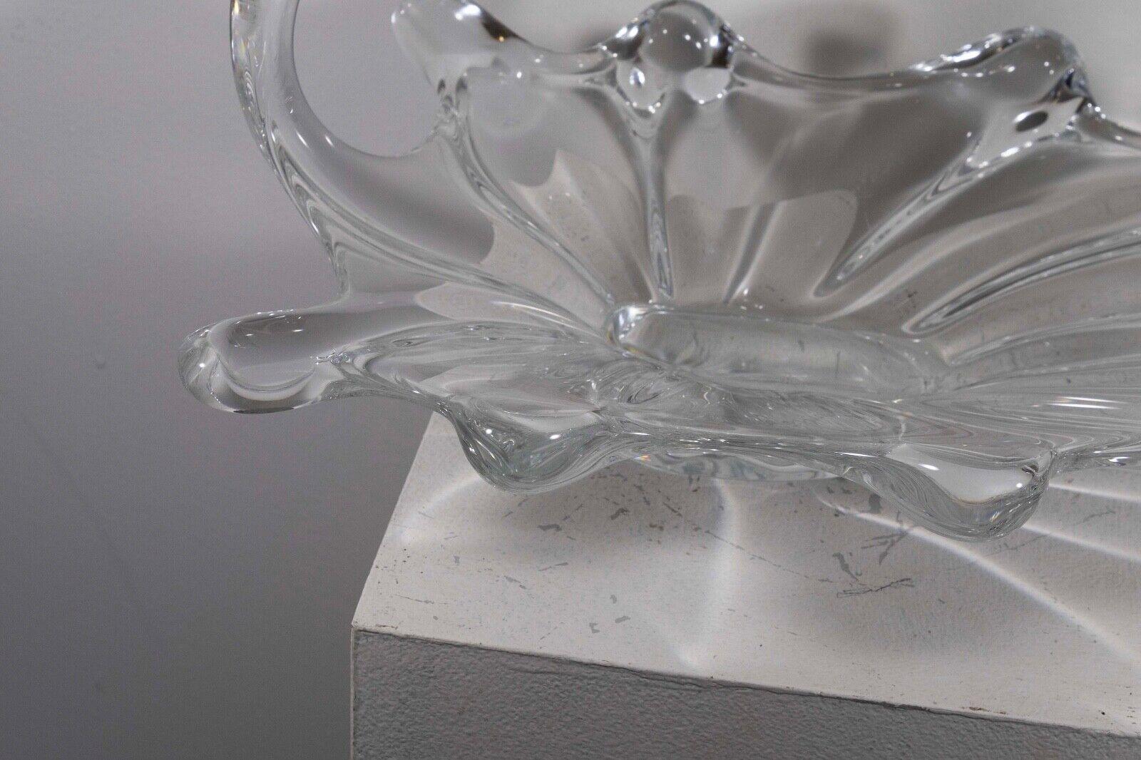 20ième siècle Bol de centre de table vintage Art Vannes France Jardiniere Crystal Art Glass avec marque en vente