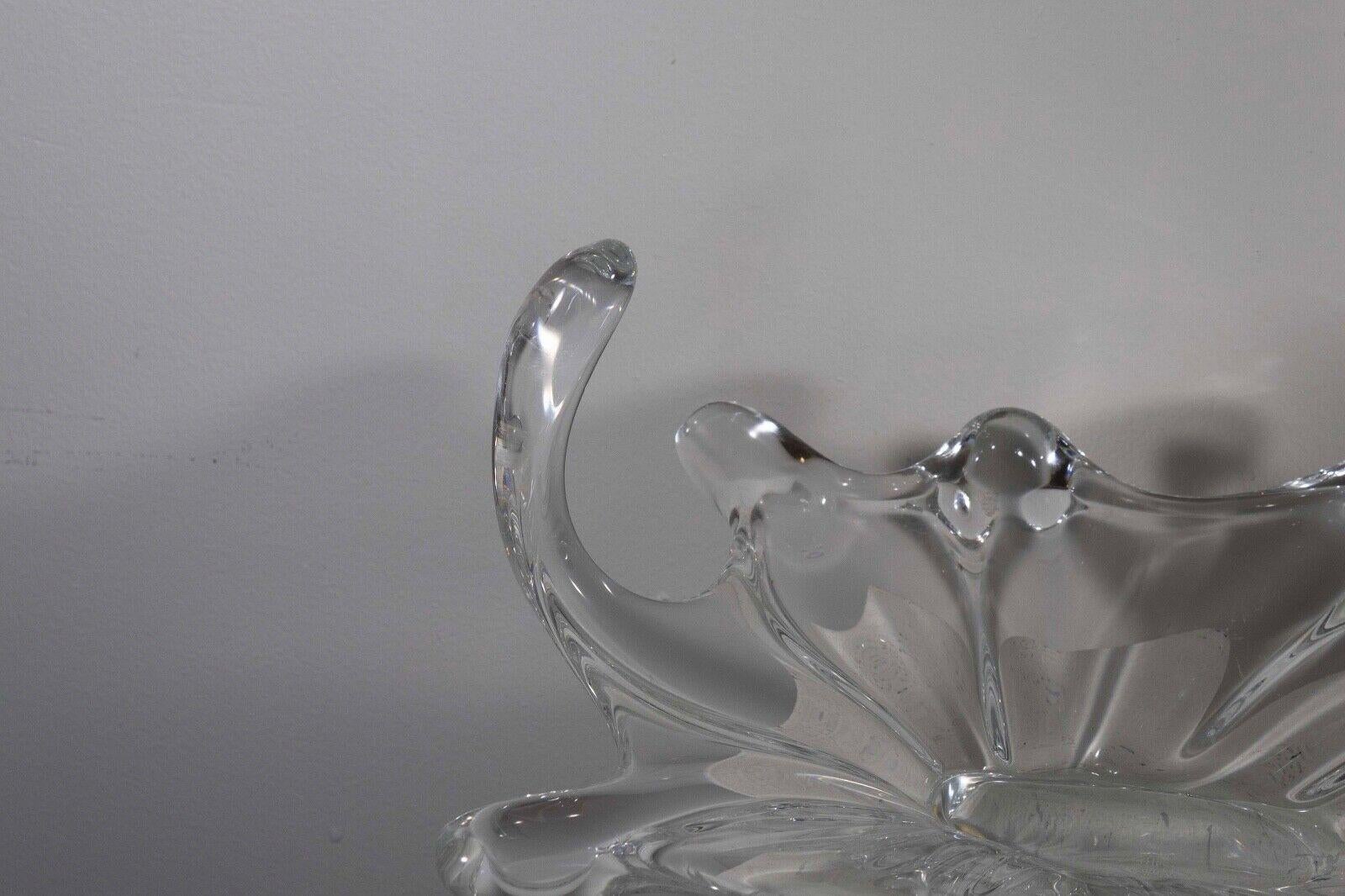 20th Century Vintage Art Vannes France Jardiniere Crystal Art Glass Centerpiece Bowl w/ Mark For Sale