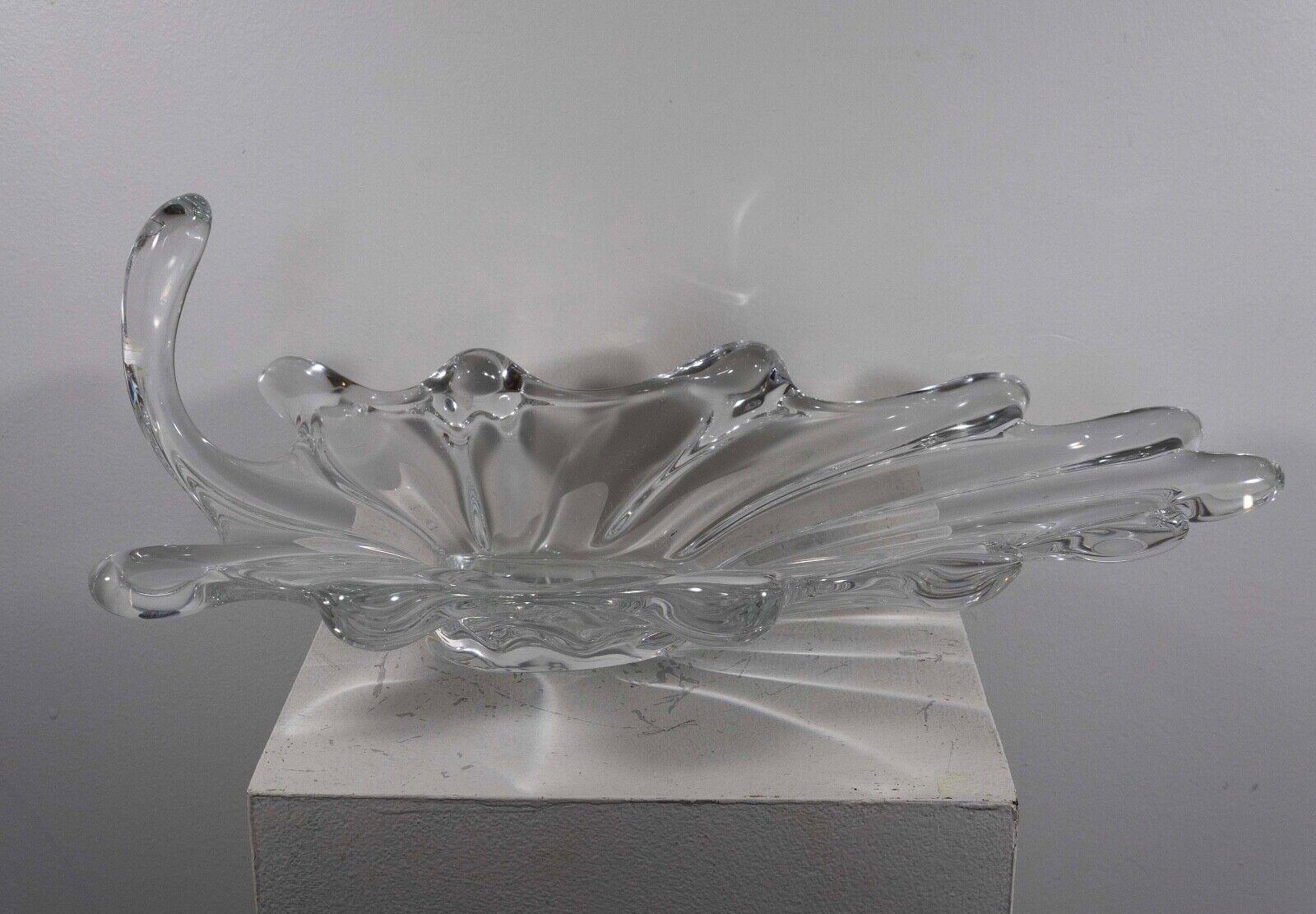 Vintage Art Vannes France Jardiniere Crystal Art Glass Centerpiece Bowl w/ Mark For Sale 1