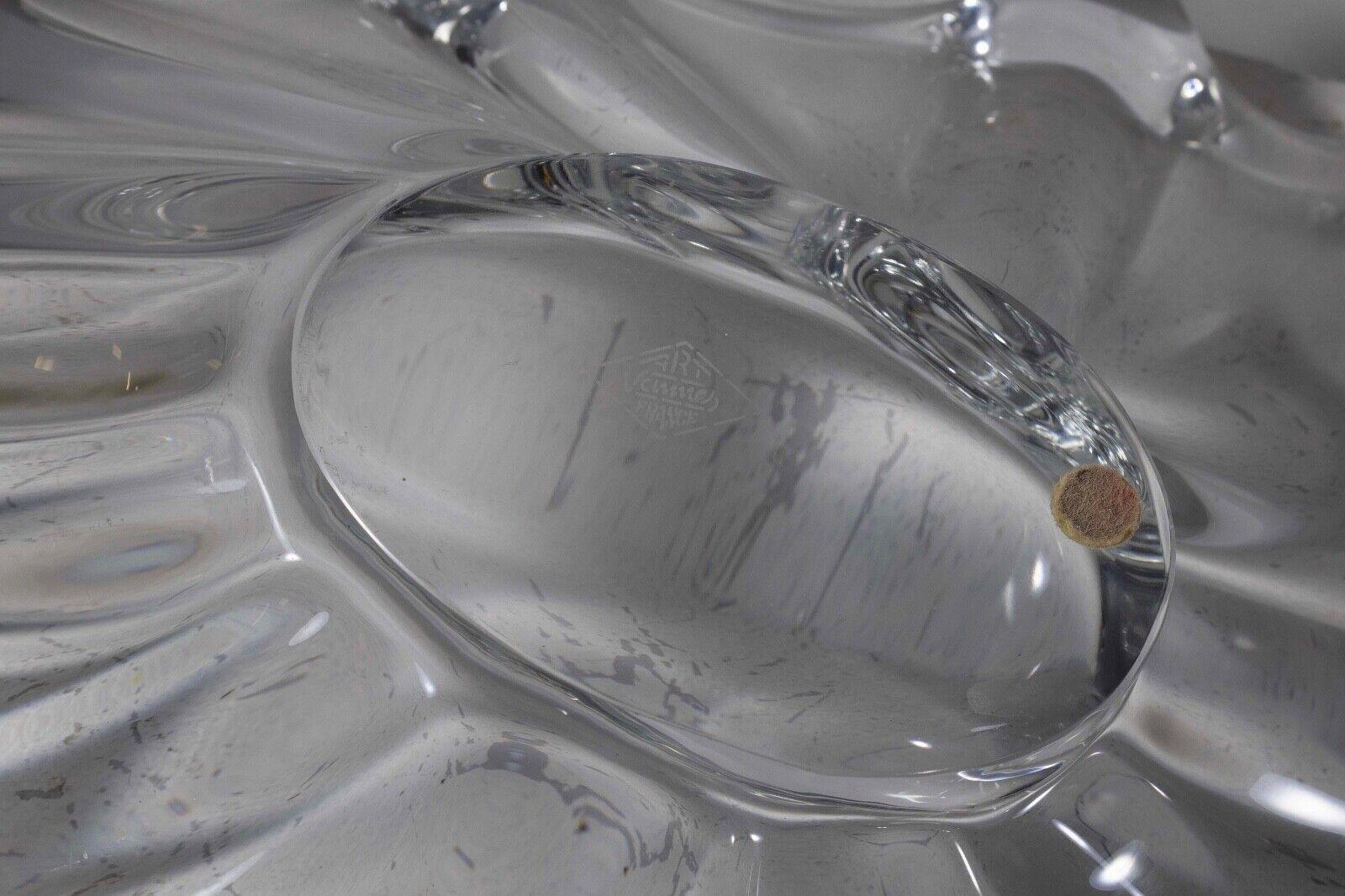 Vintage Art Vannes France Jardiniere Crystal Art Glass Centerpiece Bowl w/ Mark For Sale 3