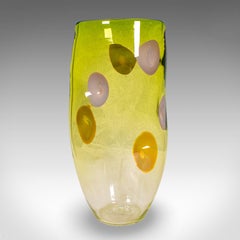 Vaso d'arte vintage, inglese, vetro soffiato, manico da esposizione, Columbia Glassworks
