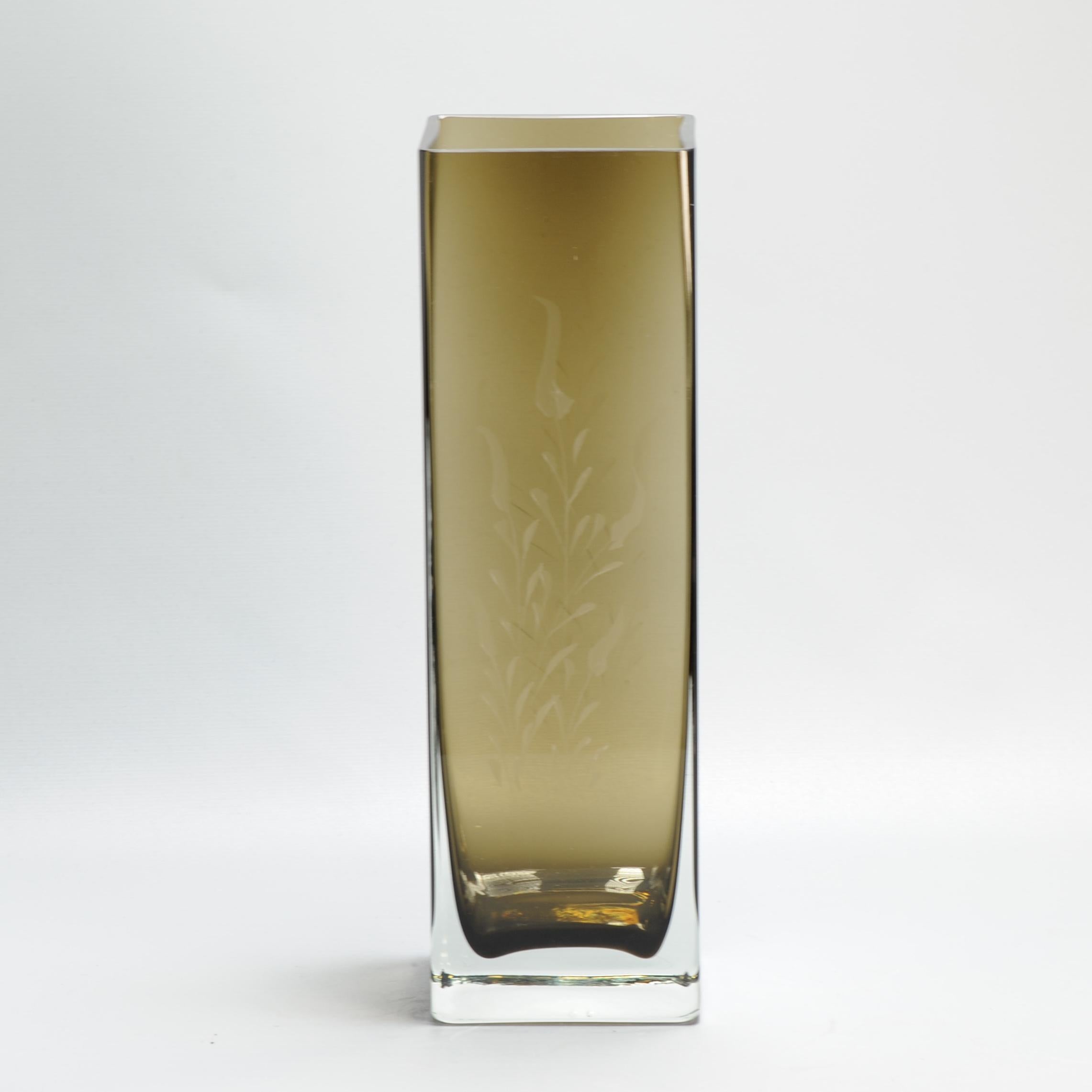 Vaso d'arte d'epoca Smokey Brown Sommerso Nils Landberg per Orrefors Glasswork in vendita 4