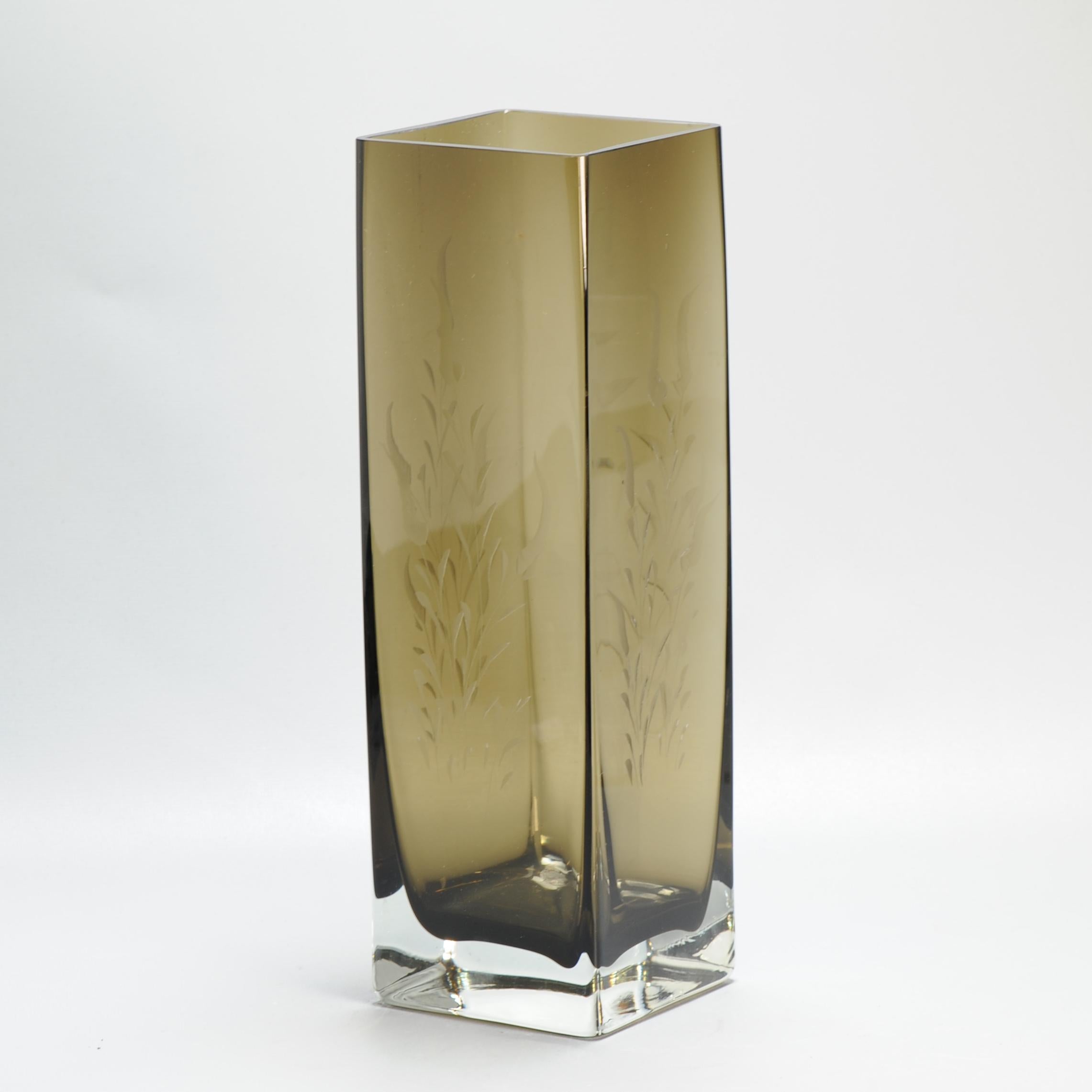 Vaso d'arte d'epoca Smokey Brown Sommerso Nils Landberg per Orrefors Glasswork in vendita 5