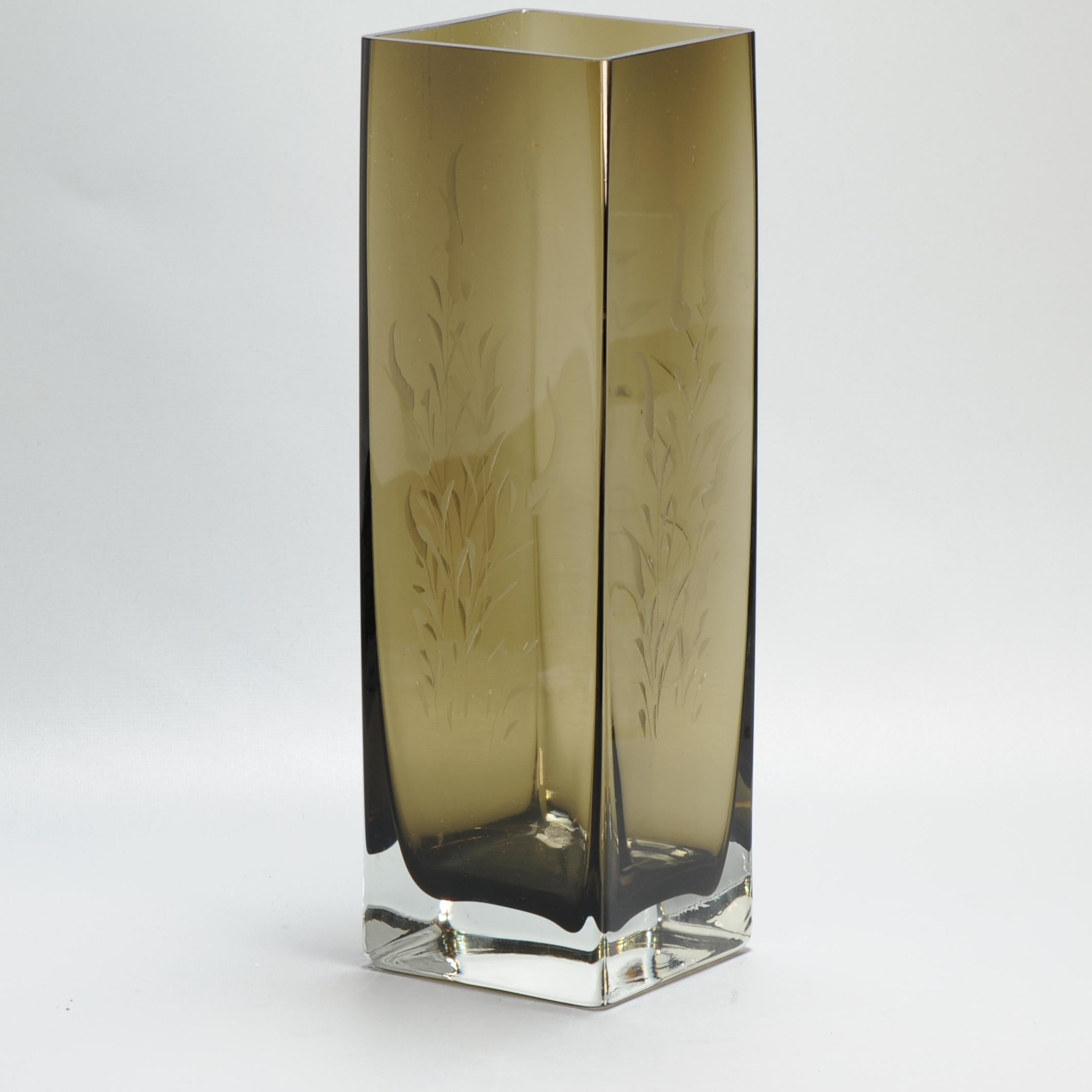 Svedese Vaso d'arte d'epoca Smokey Brown Sommerso Nils Landberg per Orrefors Glasswork in vendita