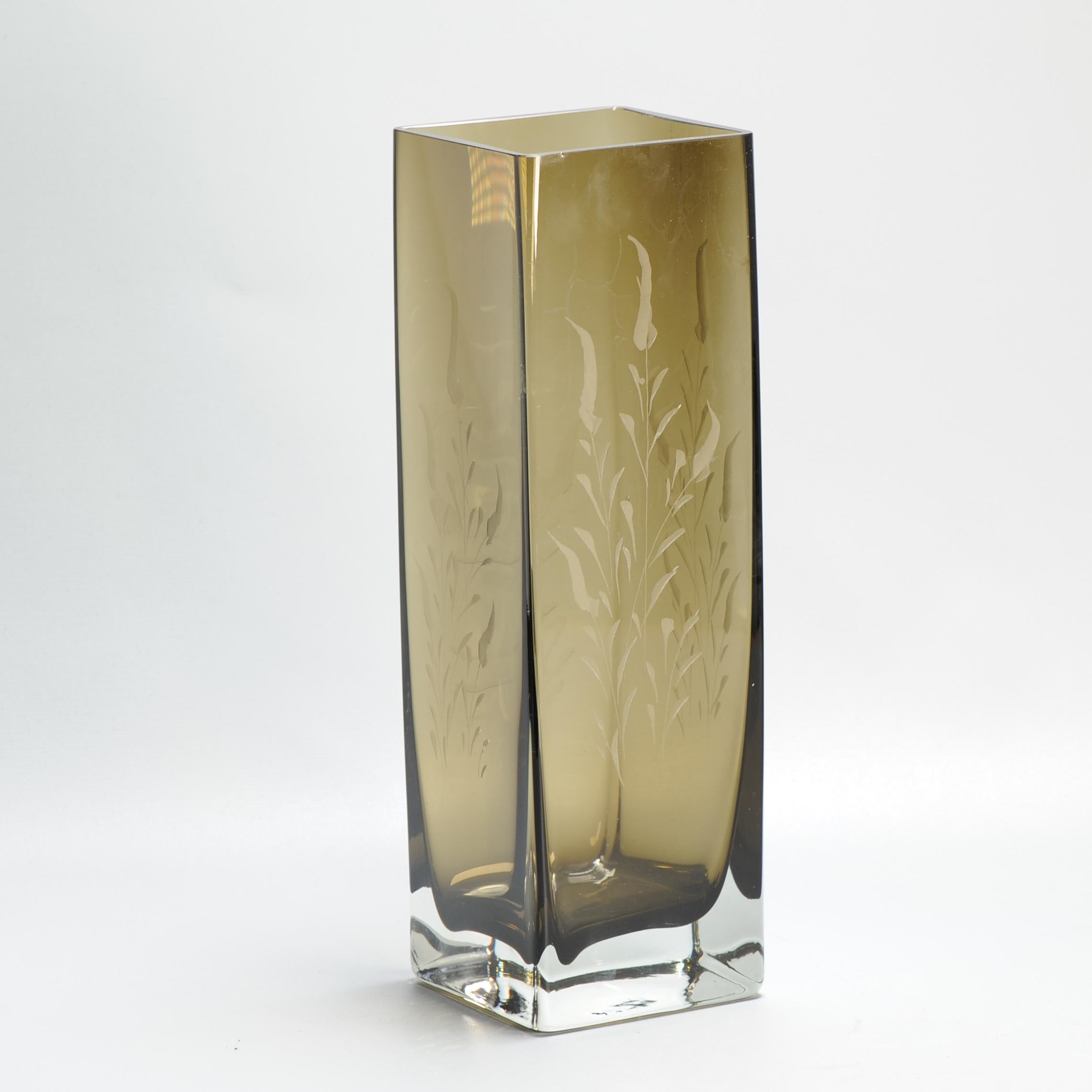Vaso d'arte d'epoca Smokey Brown Sommerso Nils Landberg per Orrefors Glasswork in vendita 1