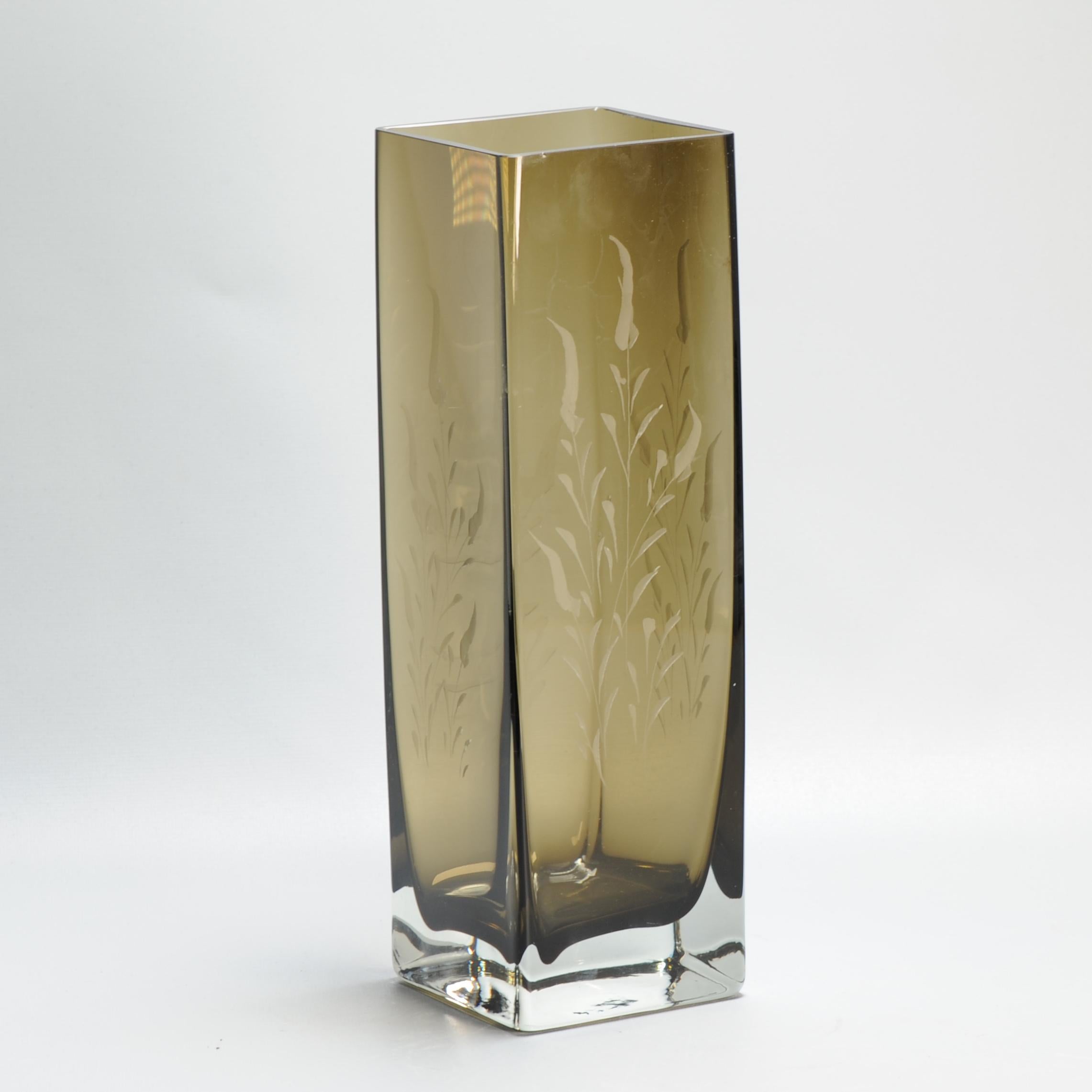 Vaso d'arte d'epoca Smokey Brown Sommerso Nils Landberg per Orrefors Glasswork in vendita 2
