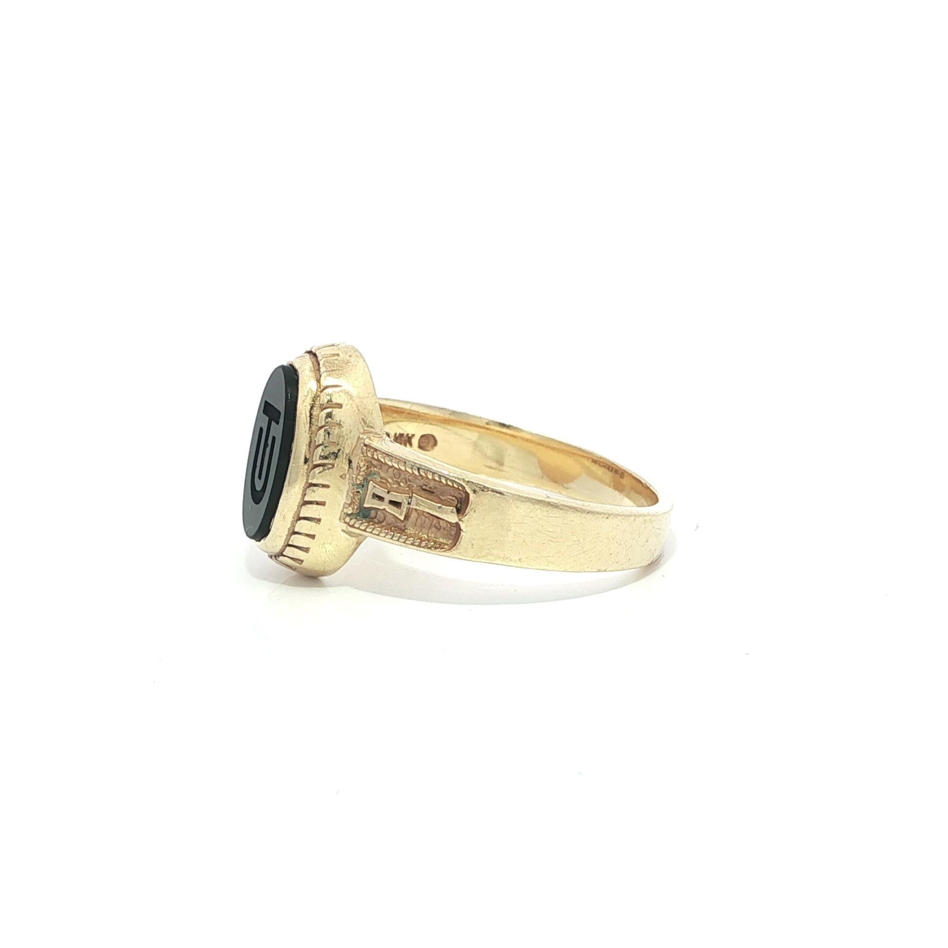 Anello Vintage Artcarved in oro 14k con iniziali in onice nera UT School in vendita 8