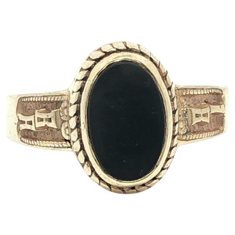 Anello Vintage Artcarved in oro 14k con iniziali in onice nera UT School