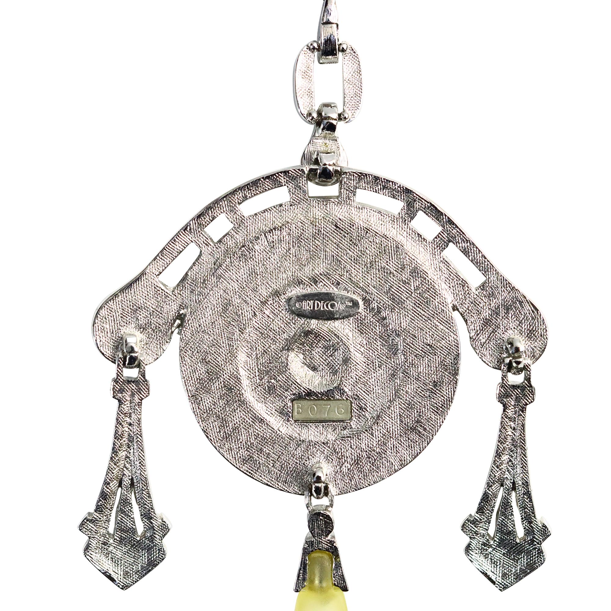 Ciondolo vintage ArtDeco89 con smalto e diamanti pendenti, circa anni '80 in vendita 4