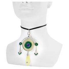 Pendentif en émail et diamants Circa Vintage ArtDeco89 Circa 1980