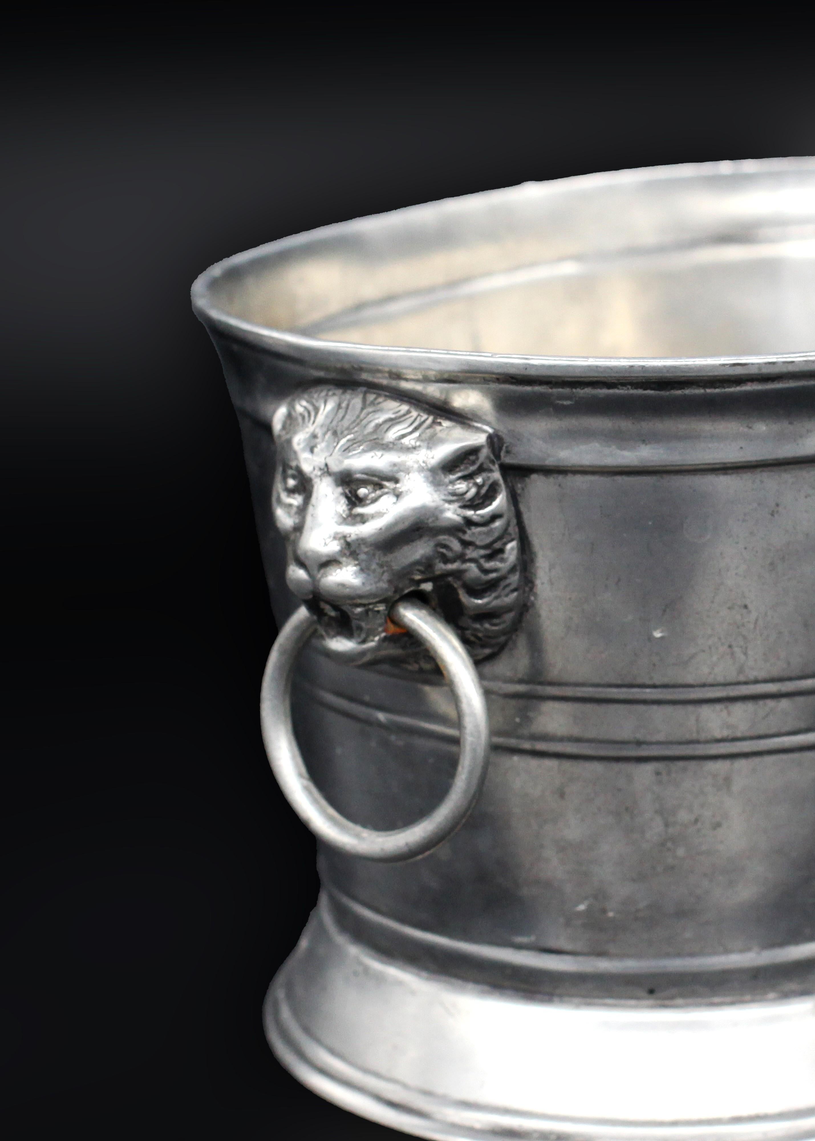 Vintage Arte Italica Pewter Wine Bucket In Good Condition In Austin, TX