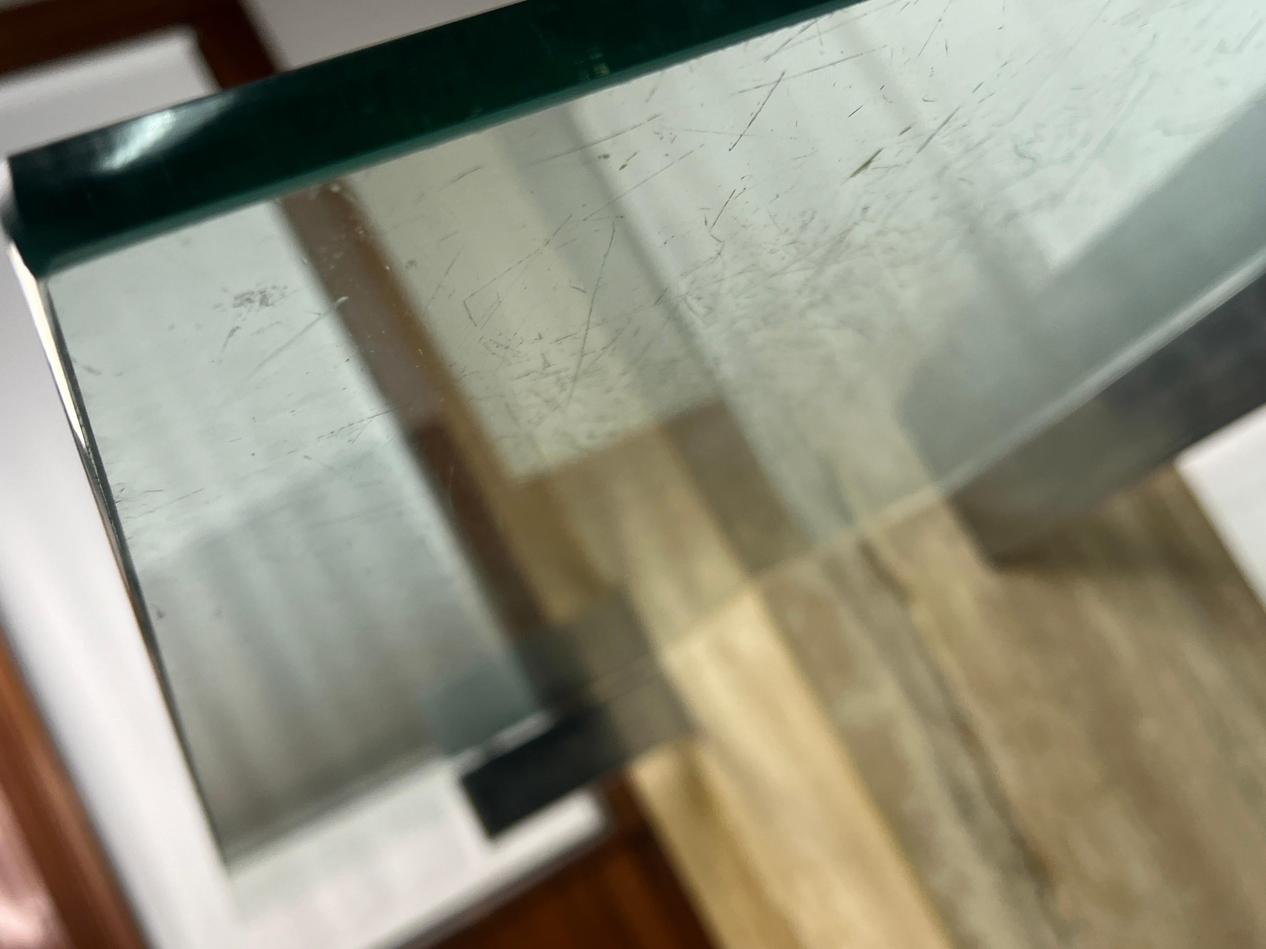 Vintage Artedi Glass and Travertine Dining Table 4