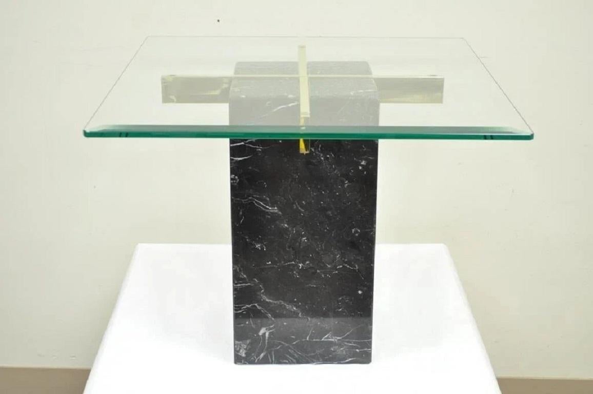 Vintage Artedi Italian Modern Brass Marble Glass Cantilever Accent Side Table For Sale 6