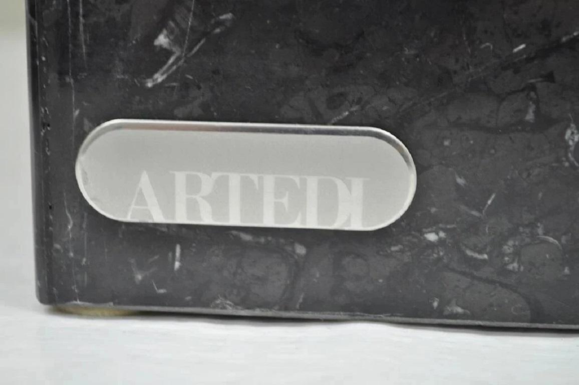 Vintage Artedi Italian Modern Brass Marble Glass Cantilever Accent Side Table For Sale 1