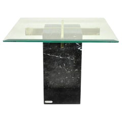 Vintage Artedi Italian Modern Brass Marble Glass Cantilever Accent Side Table