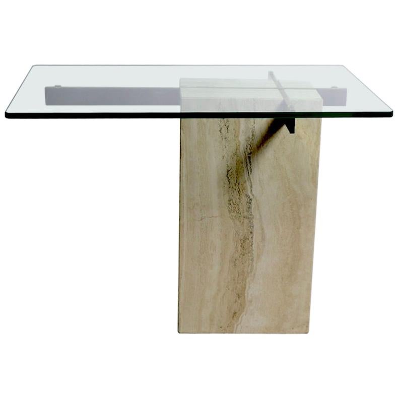Table d'appoint vintage Artedi en marbre et verre