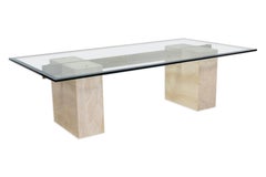 Vintage Artedi Stone & Brass Crossbar Coffee Table