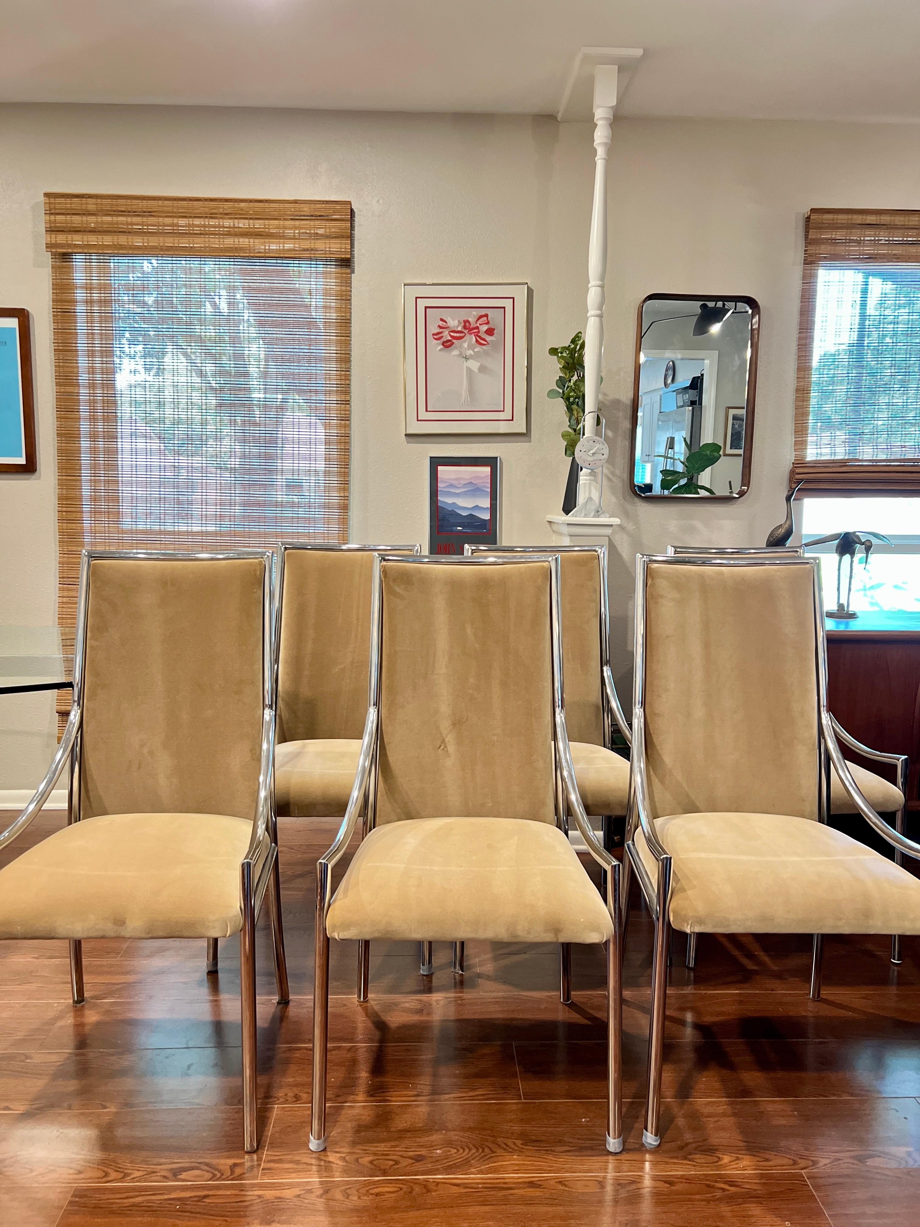 Vintage Artedi Style Dining chairs, circa 1970s W 6 Chairs in Kravet Velvet 8