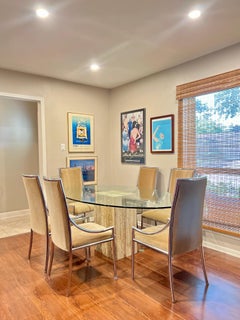 Vintage Artedi Style Dining chairs, circa 1970s W 6 Chairs in Kravet Velvet