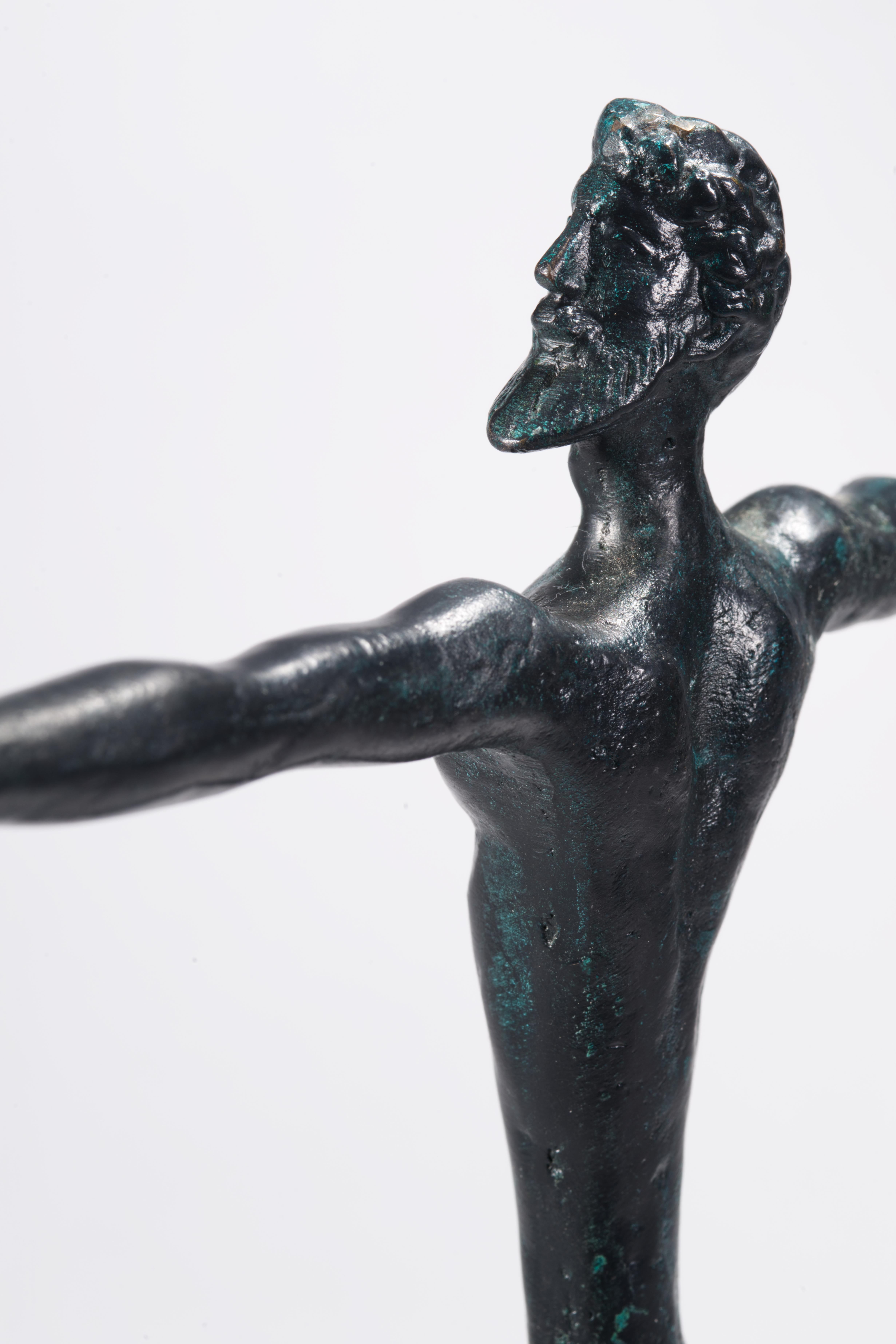 Fatto a mano Scultura greca d'epoca in bronzo di Artemision, Zeus o Poseidon in vendita