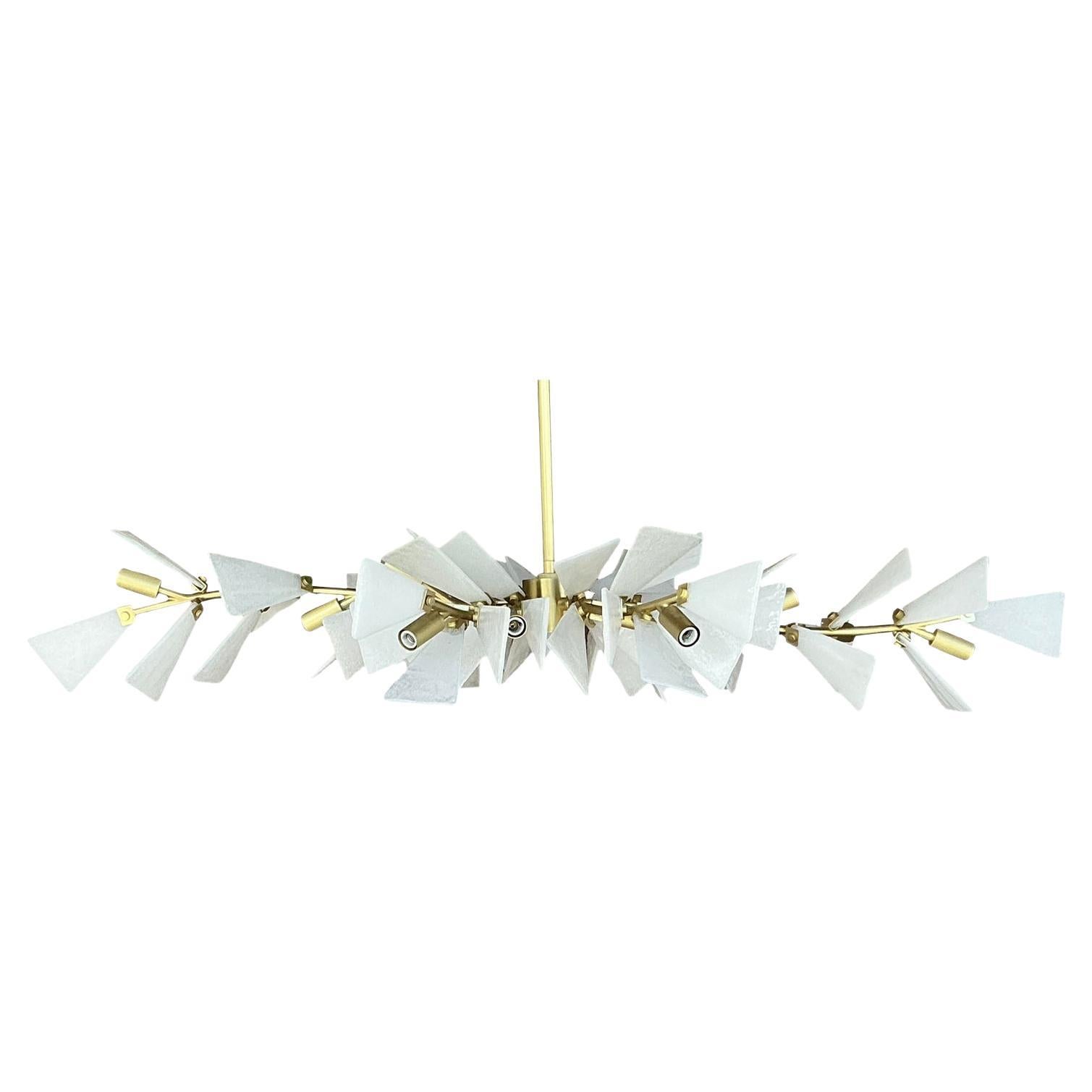 Vintage Arteriors “Delmar” Brushed Brass and Glass Chandelier