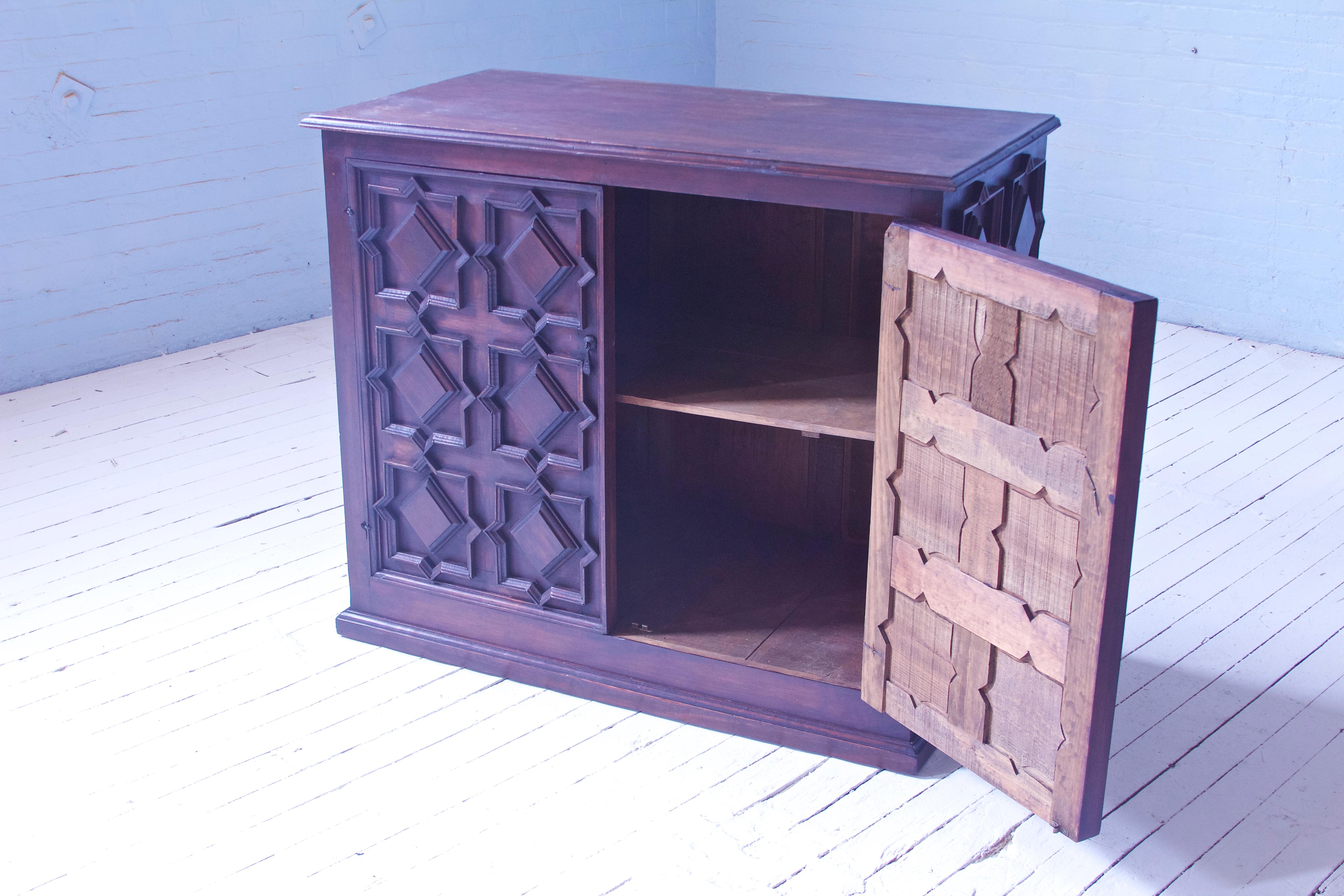 Vintage 'Artes De Mexico' Carved Chest in Pine with Hand-Struck Iron Hardware  1