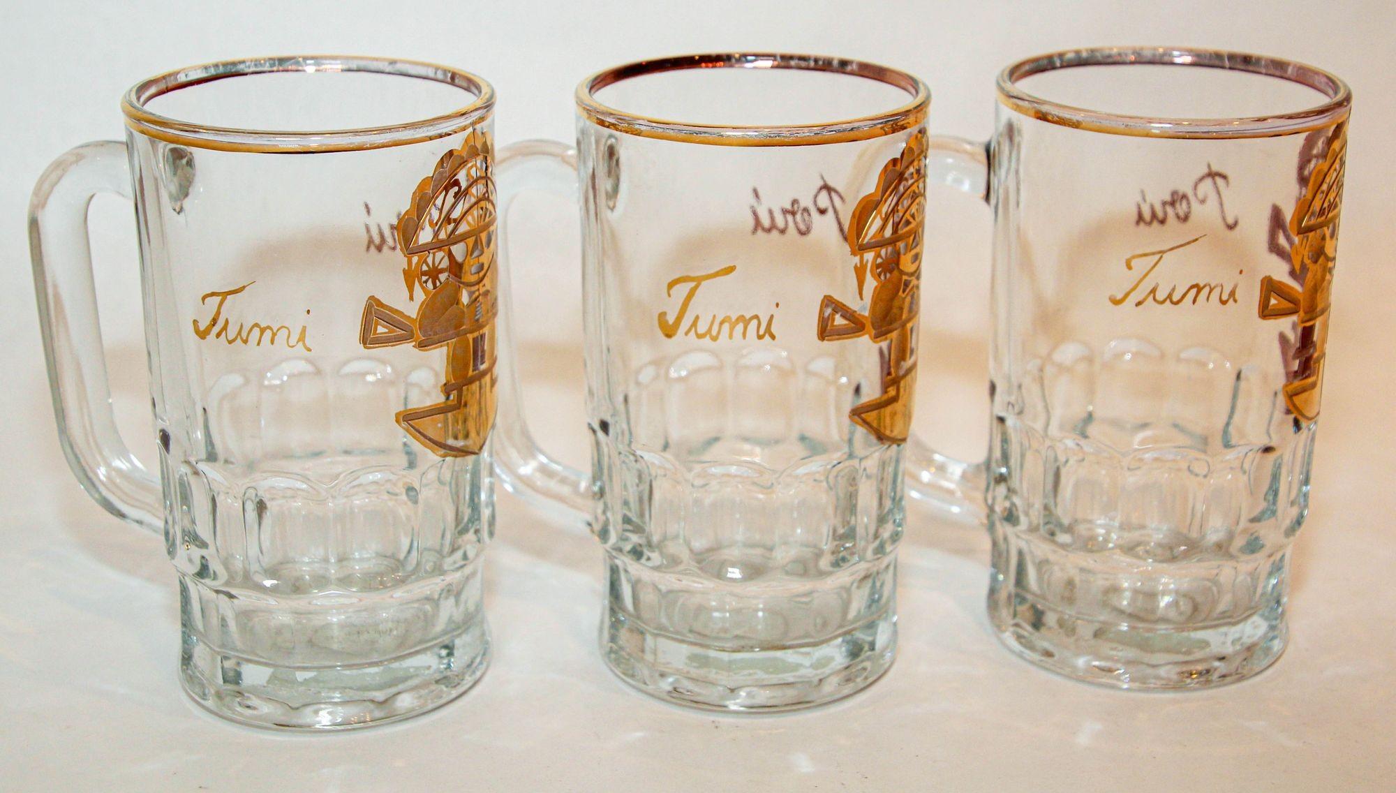 Set di 3 tazze Artesania Tabuisa vintage con disegno di Dio peruviano Tumi in vendita 3