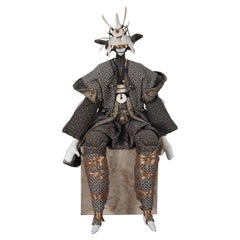 Vintage Artesiano Japonés Guerrero Samurai Musha Muñeca Figurilla Hueso de Pollo
