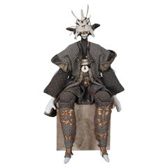 Figurine vintage artisanale japonaise de guerrier samouraï japonais Musha Doll en os de poulet