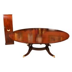 Vintage Arthur Brett Jupe Dining Table & Leaf Cabinet Mid 20th C