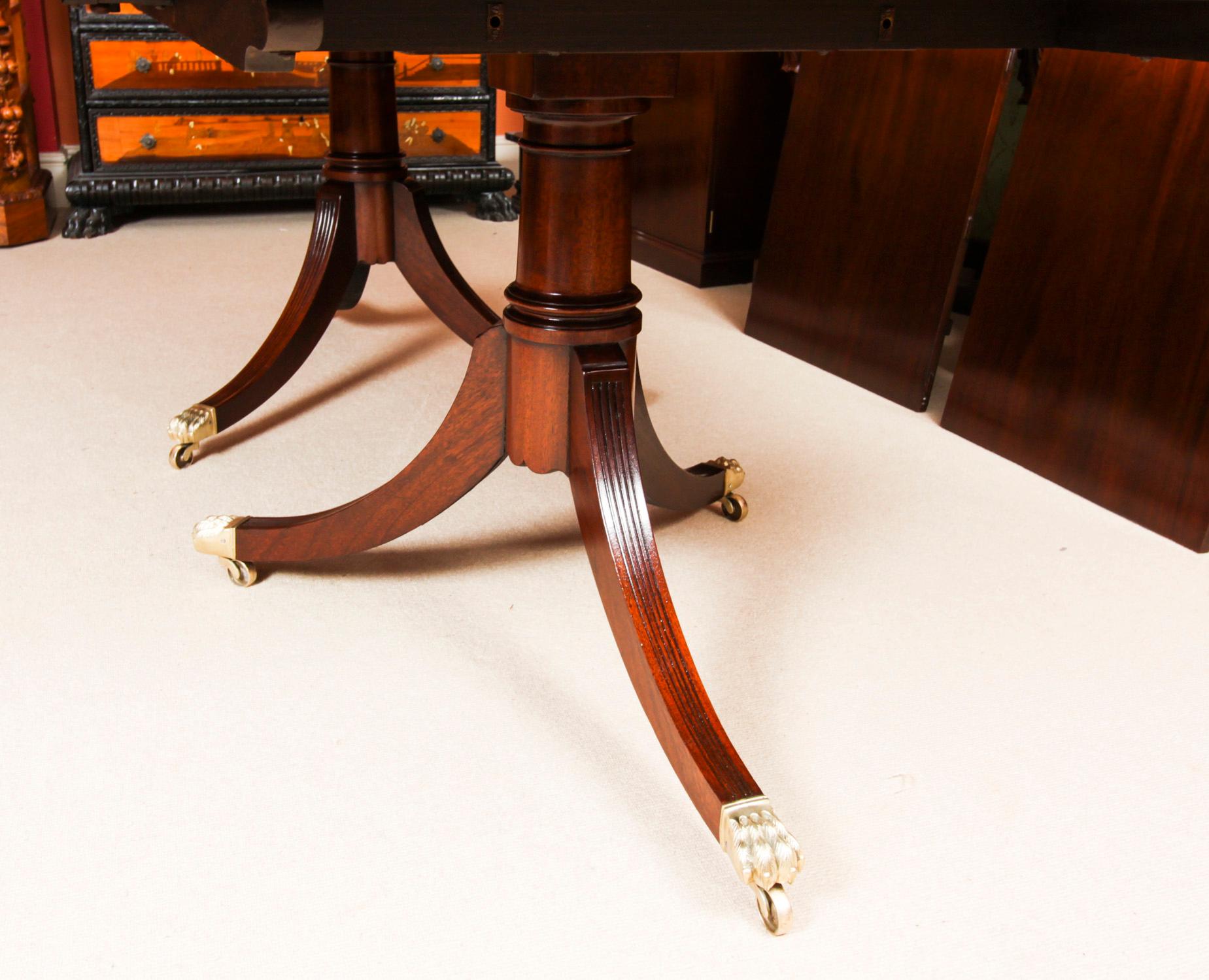 Vintage Arthur Brett Three Pillar Mahogany Dining Table & 14 Chairs 20th Century 2