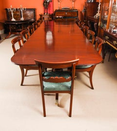 Vintage Arthur Brett Three Pillar Mahogany Dining Table & 14 Chairs 20th Century