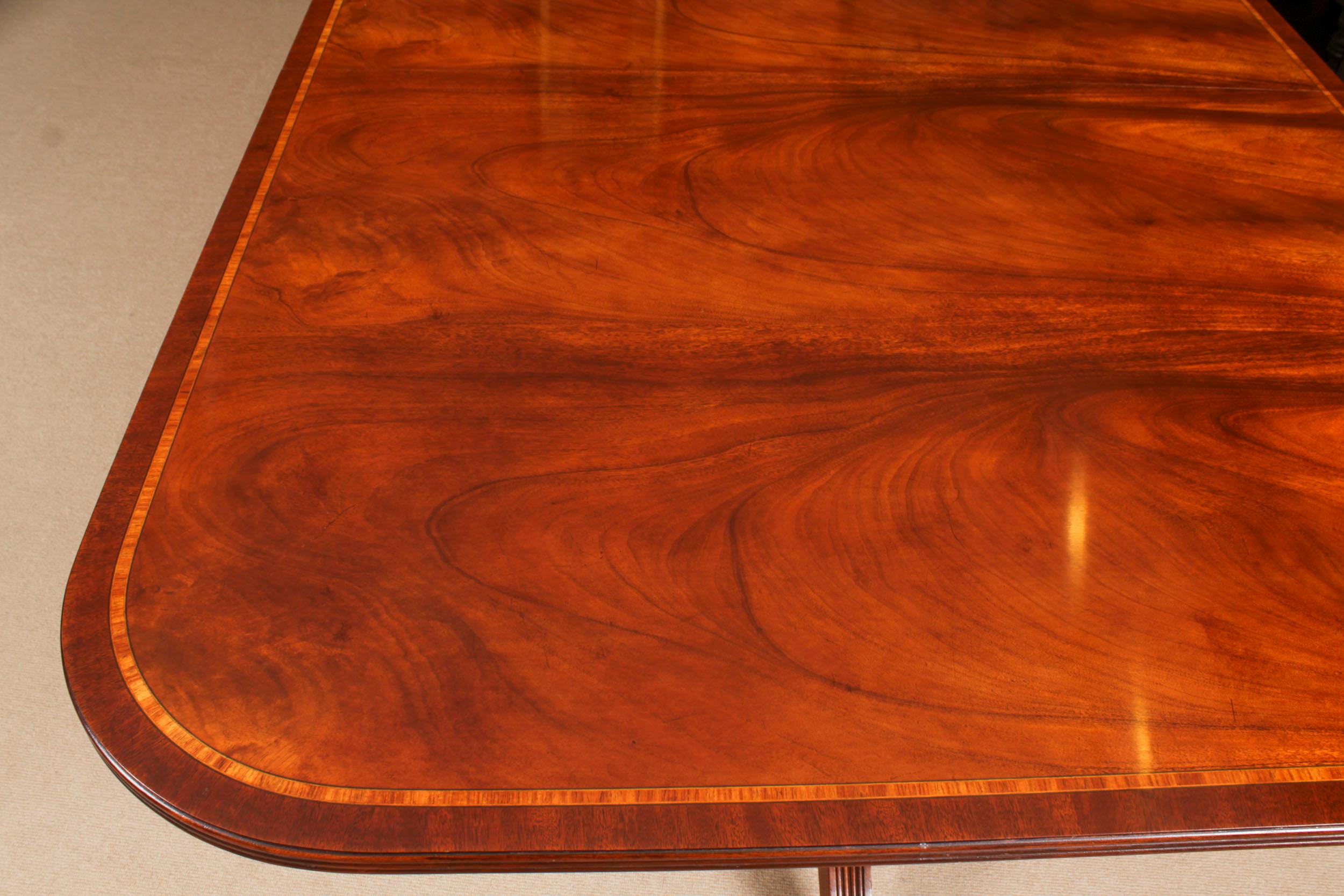 Vintage Arthur Brett Two Pillar Dining Table & 12 Hepplewhite Chairs 20th C 3