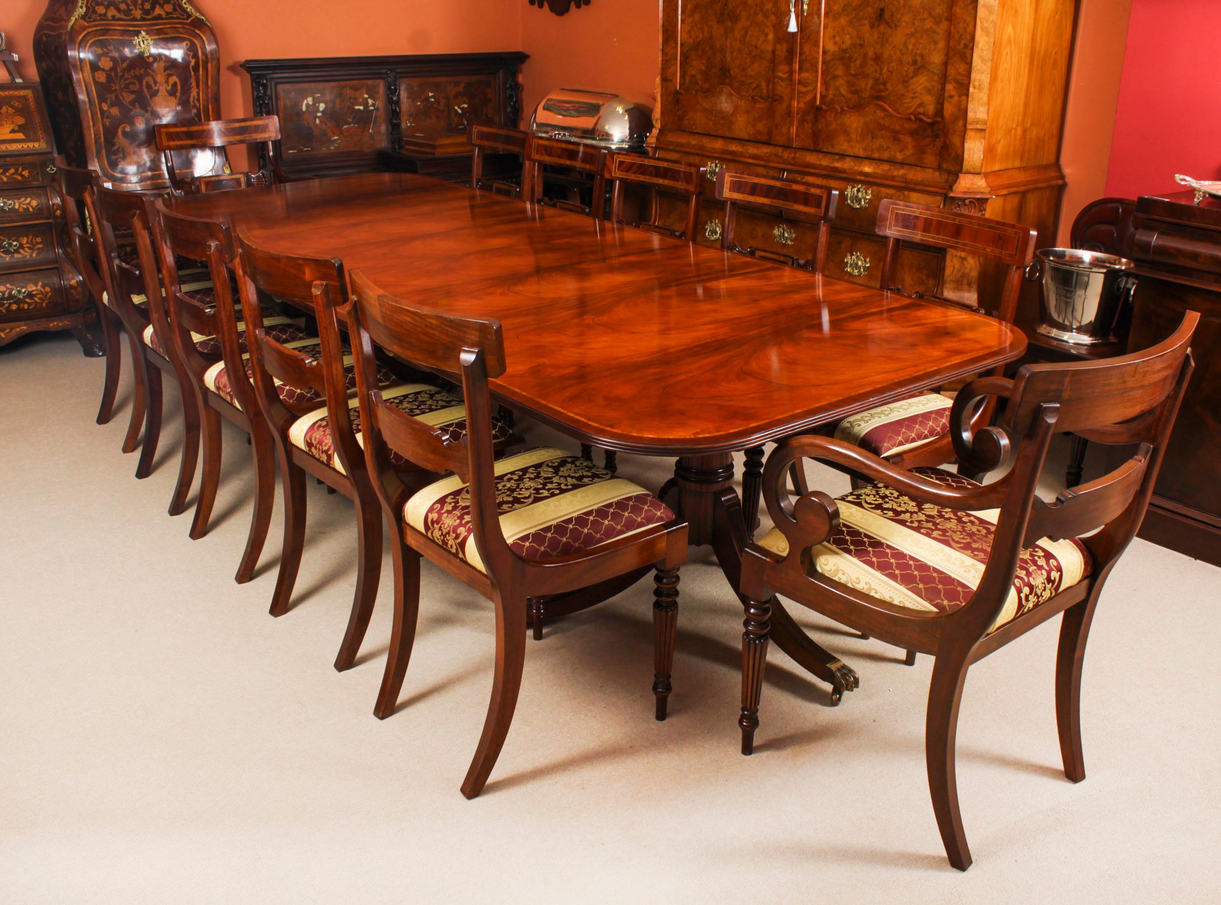 Vintage Arthur Brett Two Pillar Mahogany Dining Table & 12 Chairs 20th Century 15