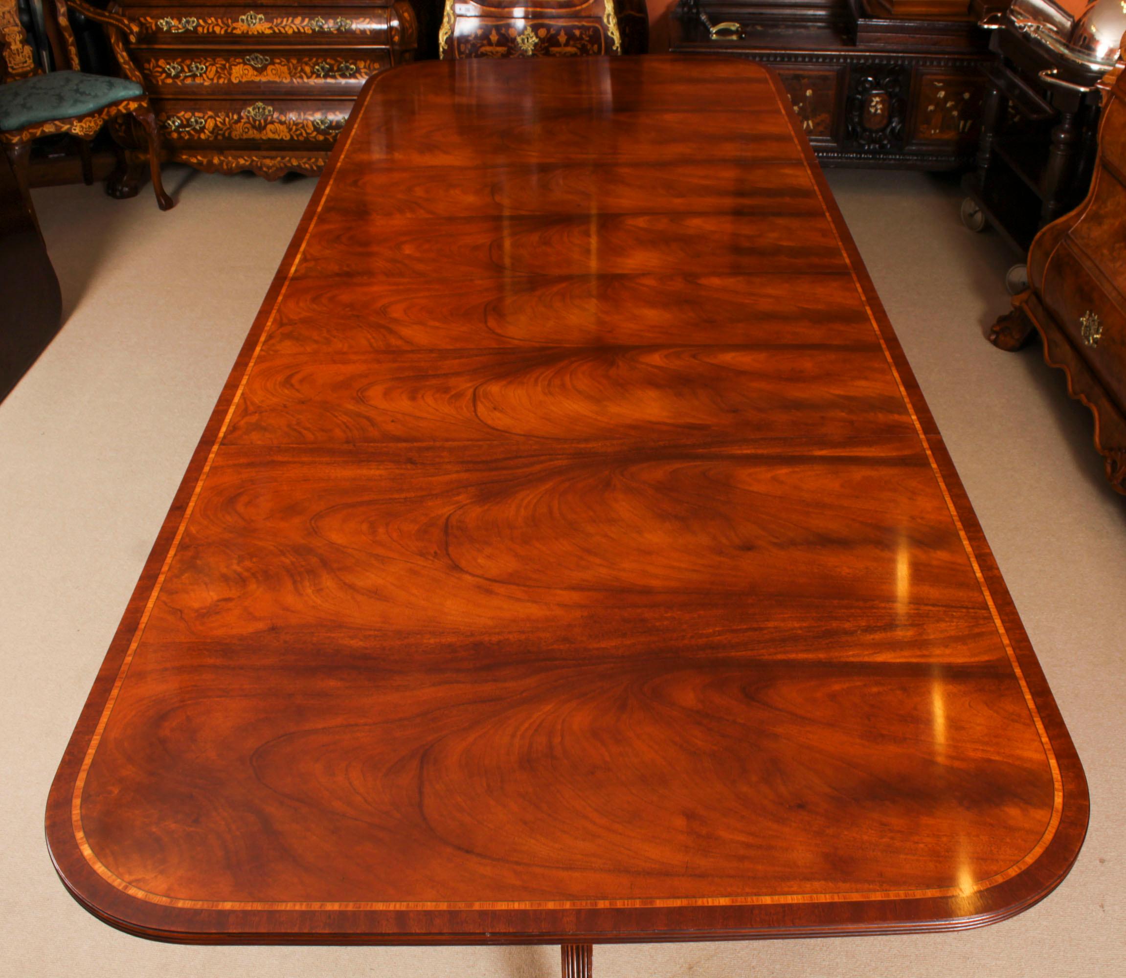 Vintage Arthur Brett Two Pillar Mahogany Dining Table & 12 Chairs 20th Century 3