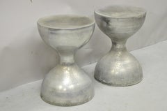 Vintage Arthur Court Cast Aluminum Metal Hourglass Stools Seats, a Pair 'A'